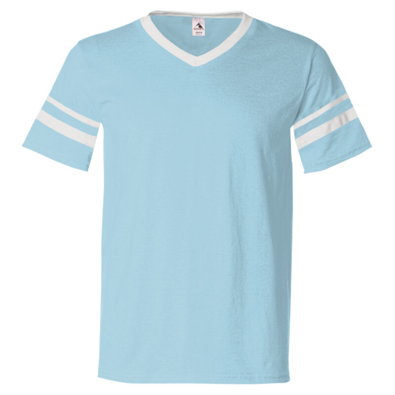 V-Neck Jersey with Striped Sleeves Thumbnail