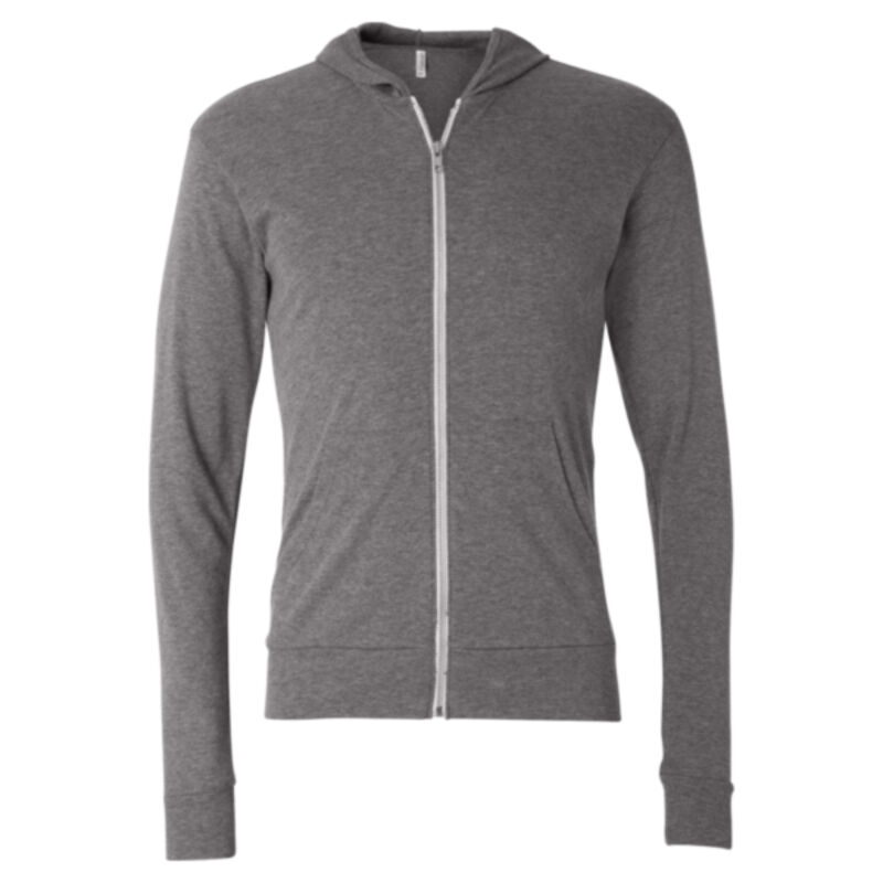Unisex Triblend Lightweight Hooded Full-Zip Tee Thumbnail