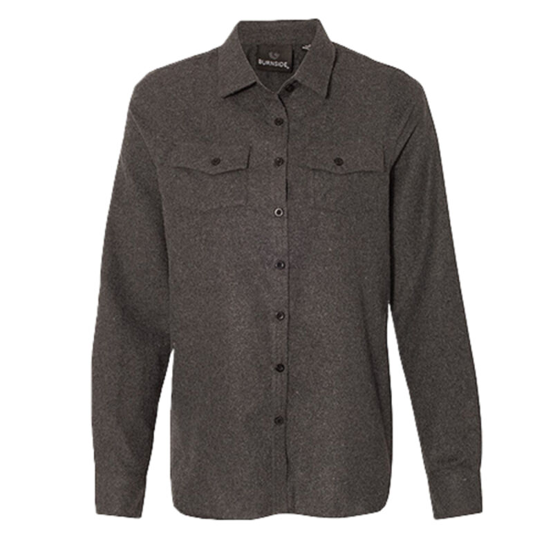 Women's Long Sleeve Solid Flannel Shirt Thumbnail