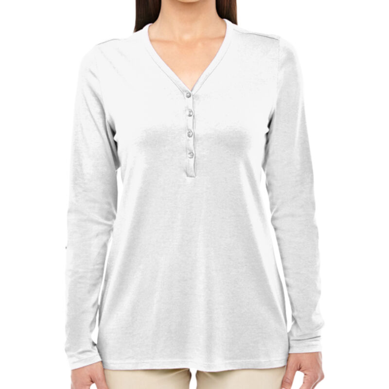 Ladies' Perfect Fit™ Y-Placket Convertible Sleeve Knit Top Thumbnail