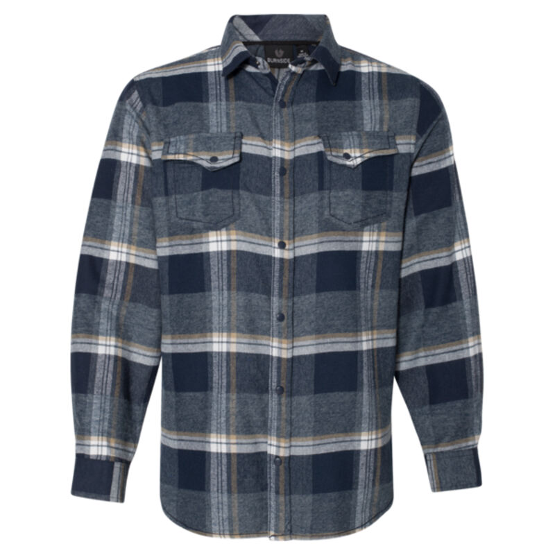 Snap Front Long Sleeve Plaid Flannel Shirt Thumbnail